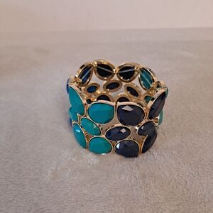 INC International Concepts Stretch Bracelet Goldtone Multi Blue